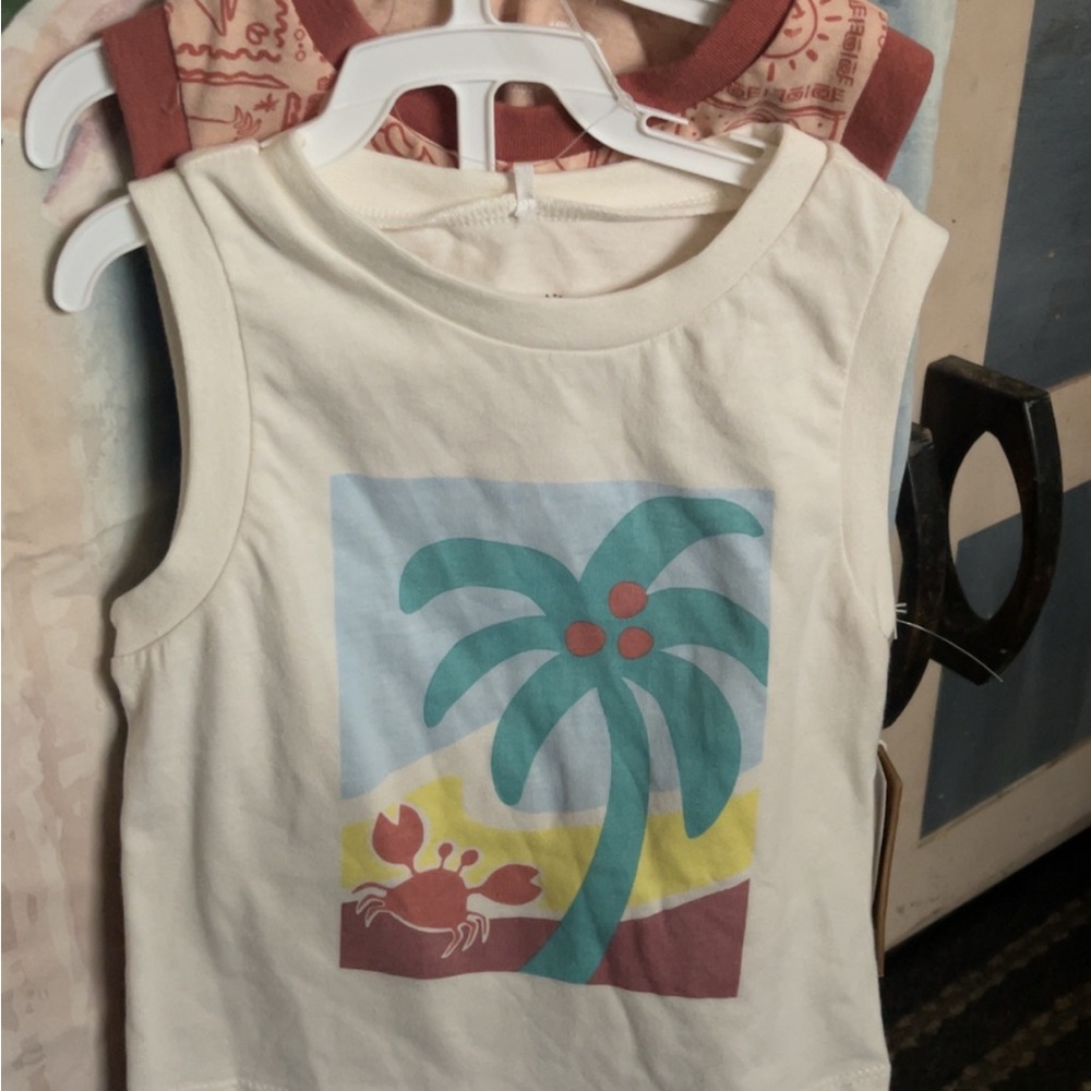 Kids Palm Tree Graphic Tank Tops/shorts